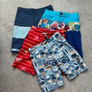 Hurley Land’s End etc LOT OF 4 Kids' Print Shorts Swim Trunks size 10 12 M